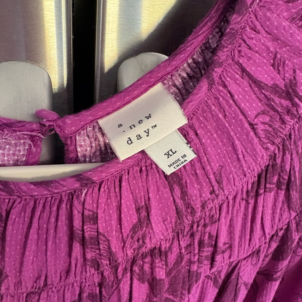 A New Day Elegant Purple Floral Women's Dress - Picture 2 of 11